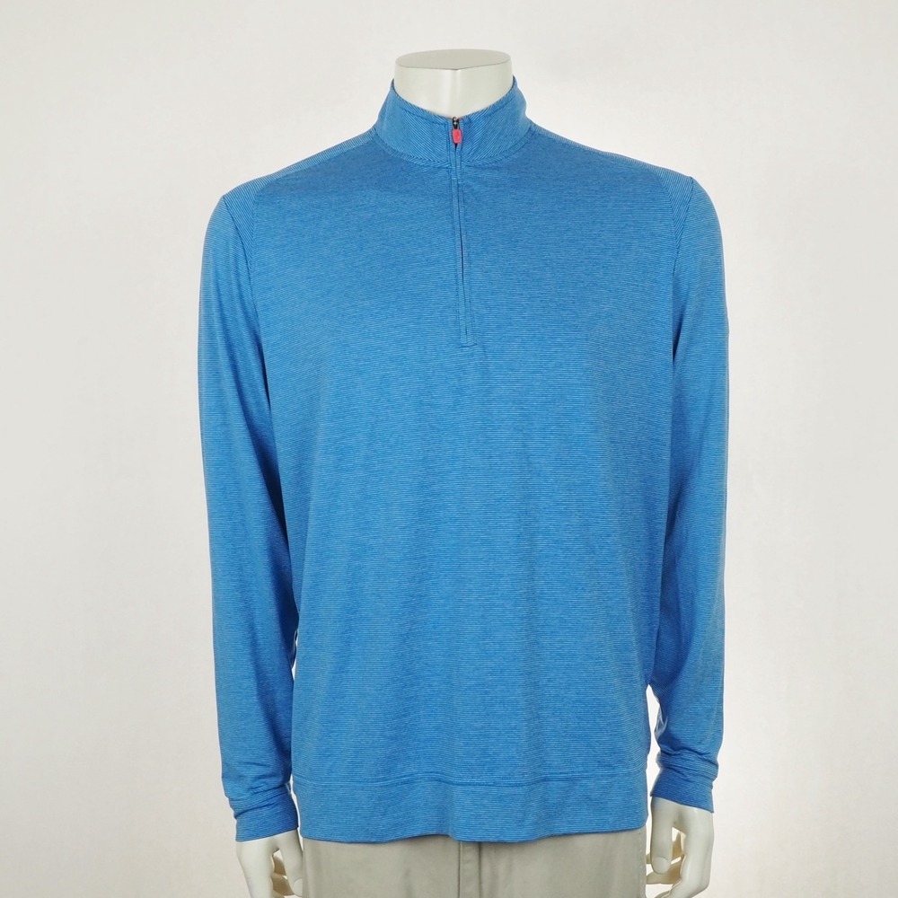 Johnnie-O Vaughn 1/4-Zip Pullover Golf Shirt Mens Large Blue Mock Performance